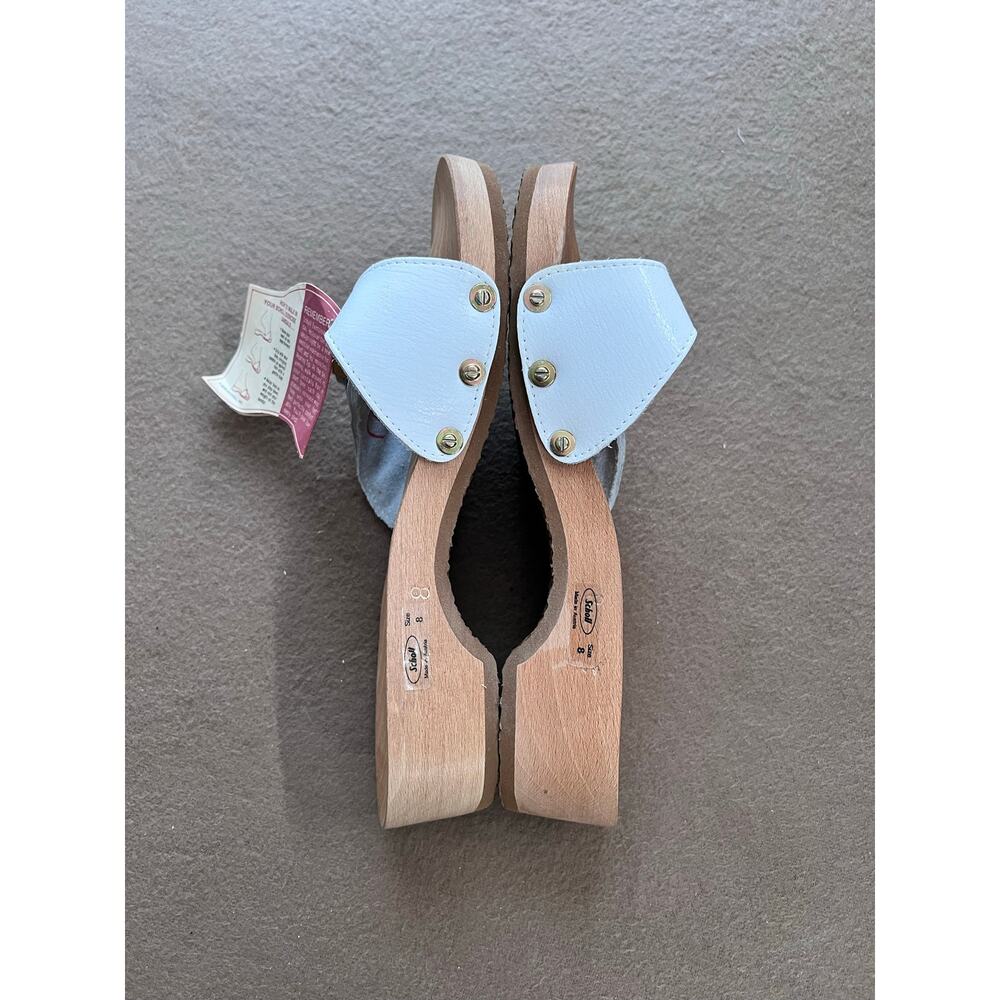Dr. Scholl's "Old Stock" Vintage Brand New Wooden White Leather Sandals Size 8 - Picture 6 of 10